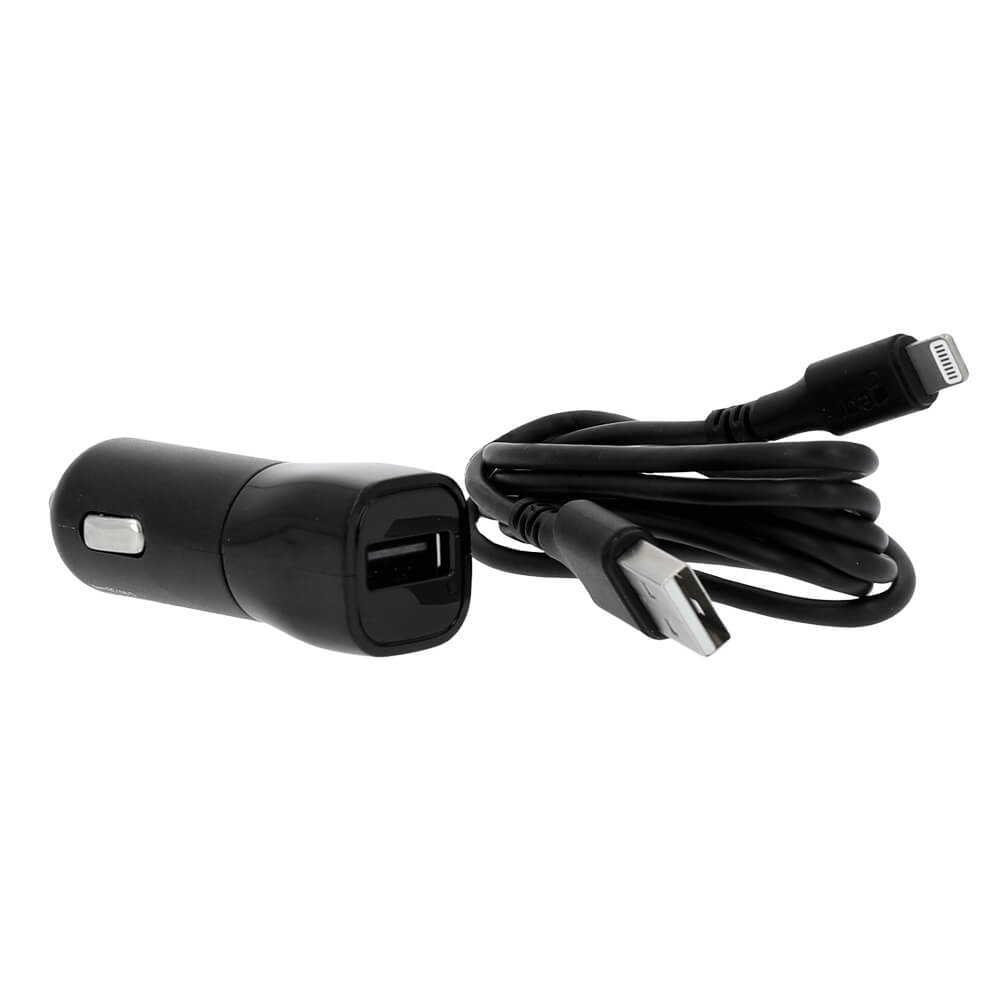 Charger 12-24V 1xUSB 2,4A Black Lightning cable 1m MFI C89