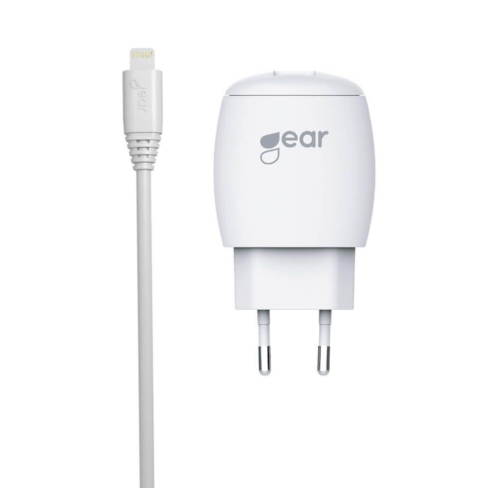 Charger 220V 1xUSB 1A White Lightning Cable 1m MFI