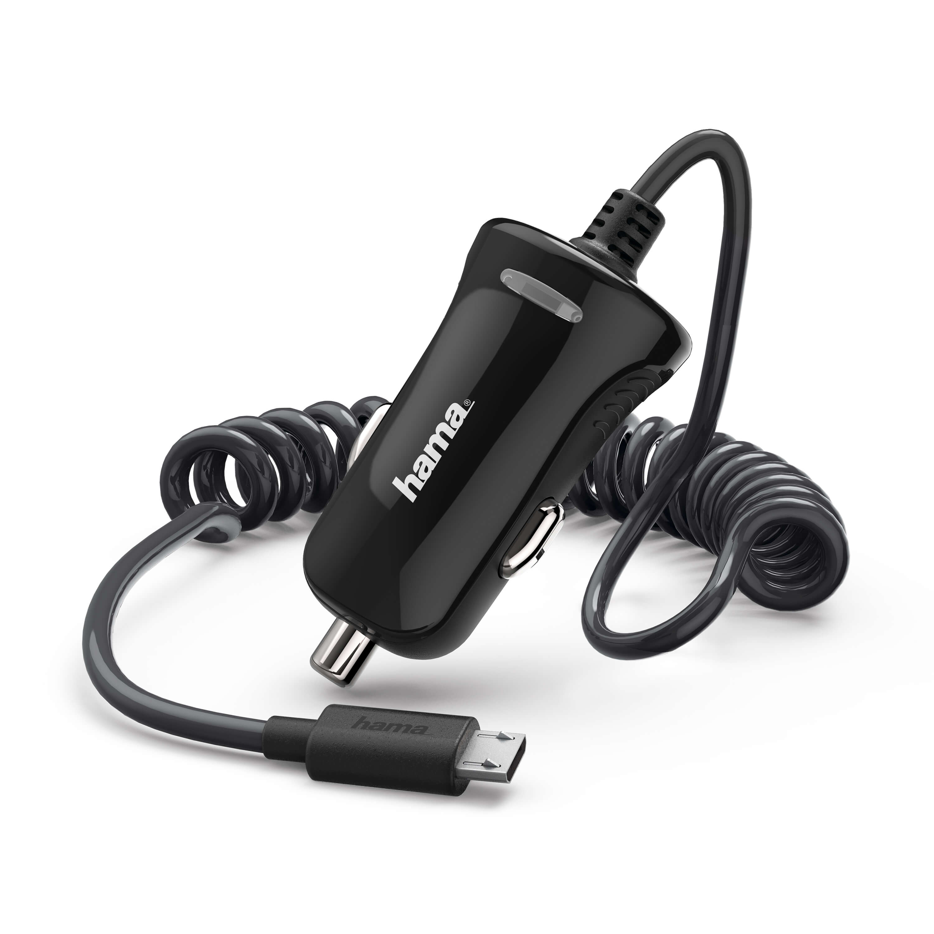 HAMA Charger 12V MicroUSB 2,4A mounted Cable Black