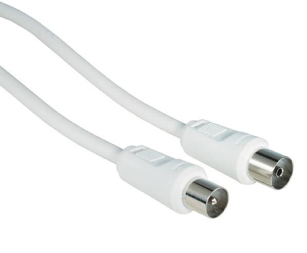 HAMA Antenna Cable, coax plug - co ax socket, 15 m, 75 dB, white