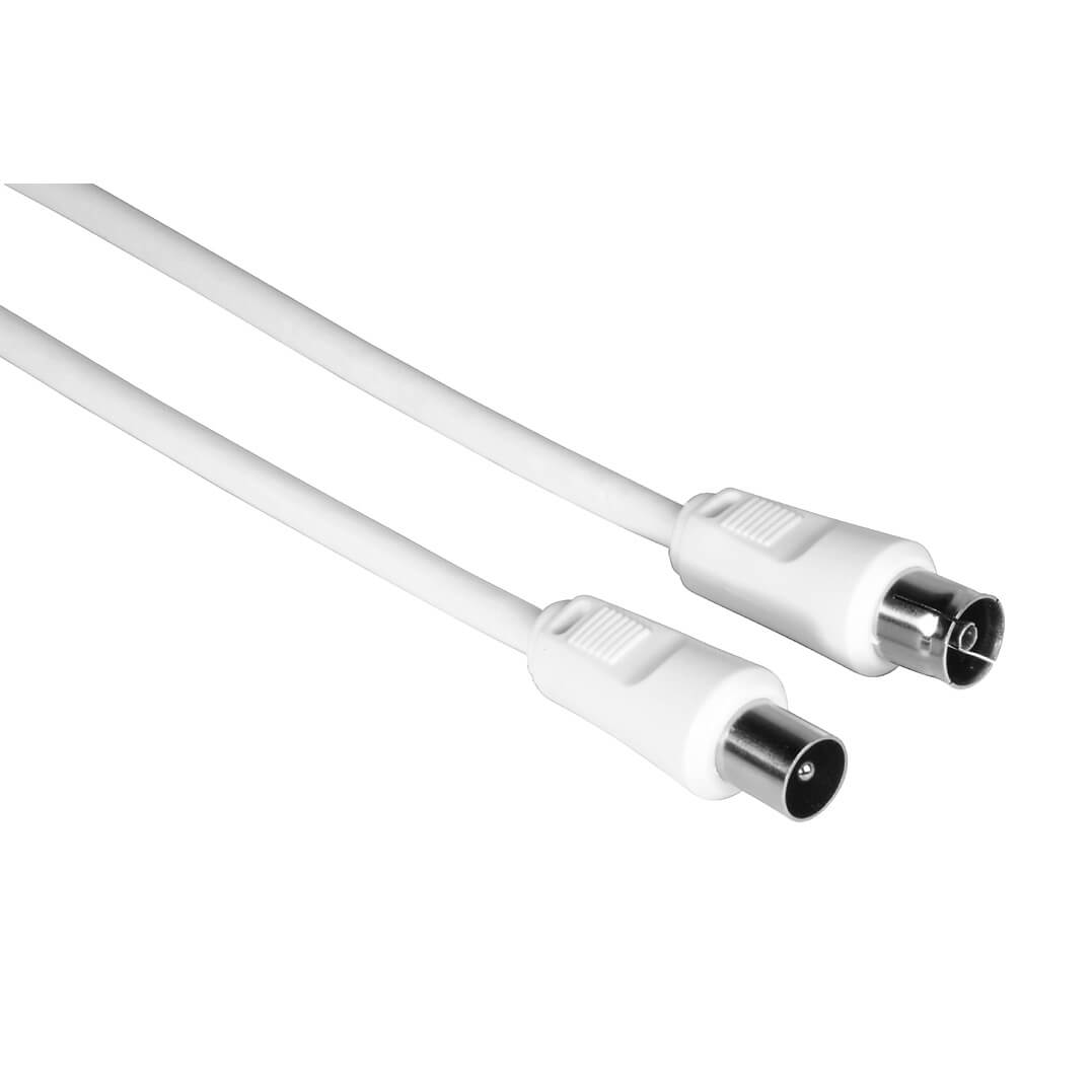 HAMA Antenna Cable, coax plug - co ax socket, 5 m, 75 dB, white