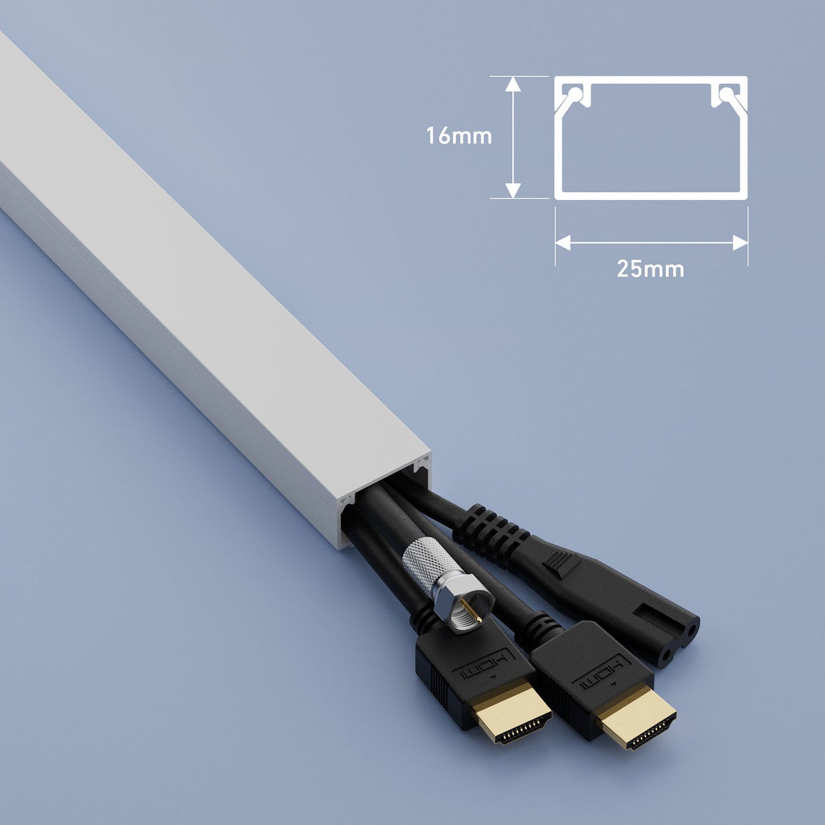 Kabelkanal 25x16 Square Mini Vit 2.0m