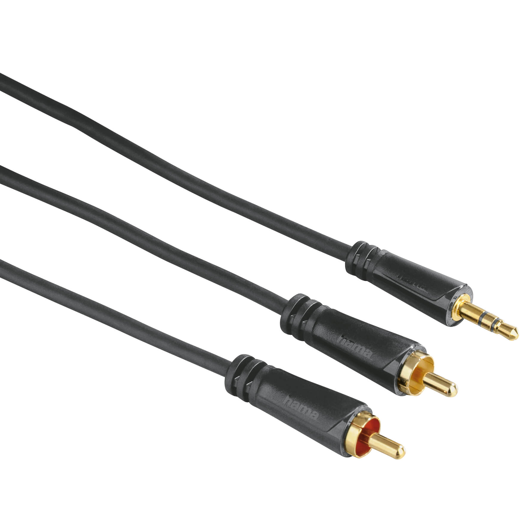 HAMA Audio Cable, 3.5 mm jack plug - 2 RCA plugs, stereo, gold-pl