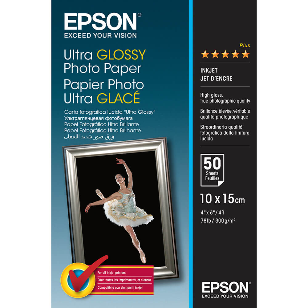 EPSON 10x15cm Ultra Glossy Photo Paper 300g, 50 sheets