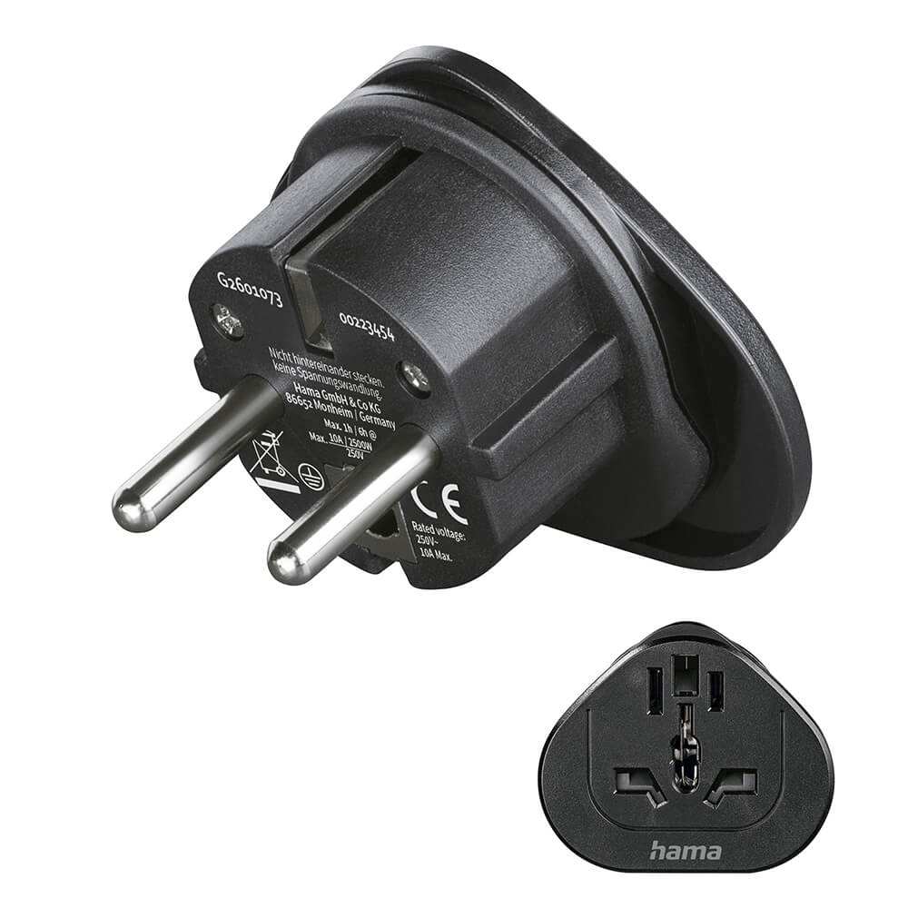 Traveladapter Type E/F Universal World-EU Black