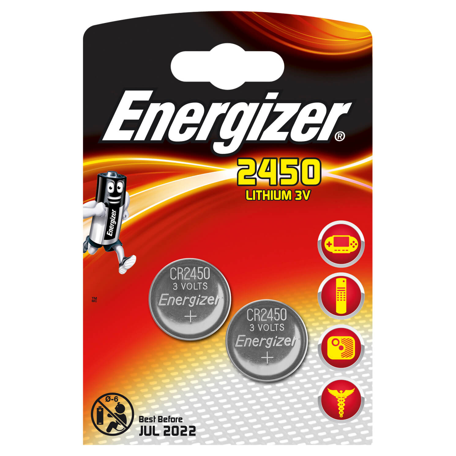 ENERGIZER Battery CR2450 Lithium 2-p