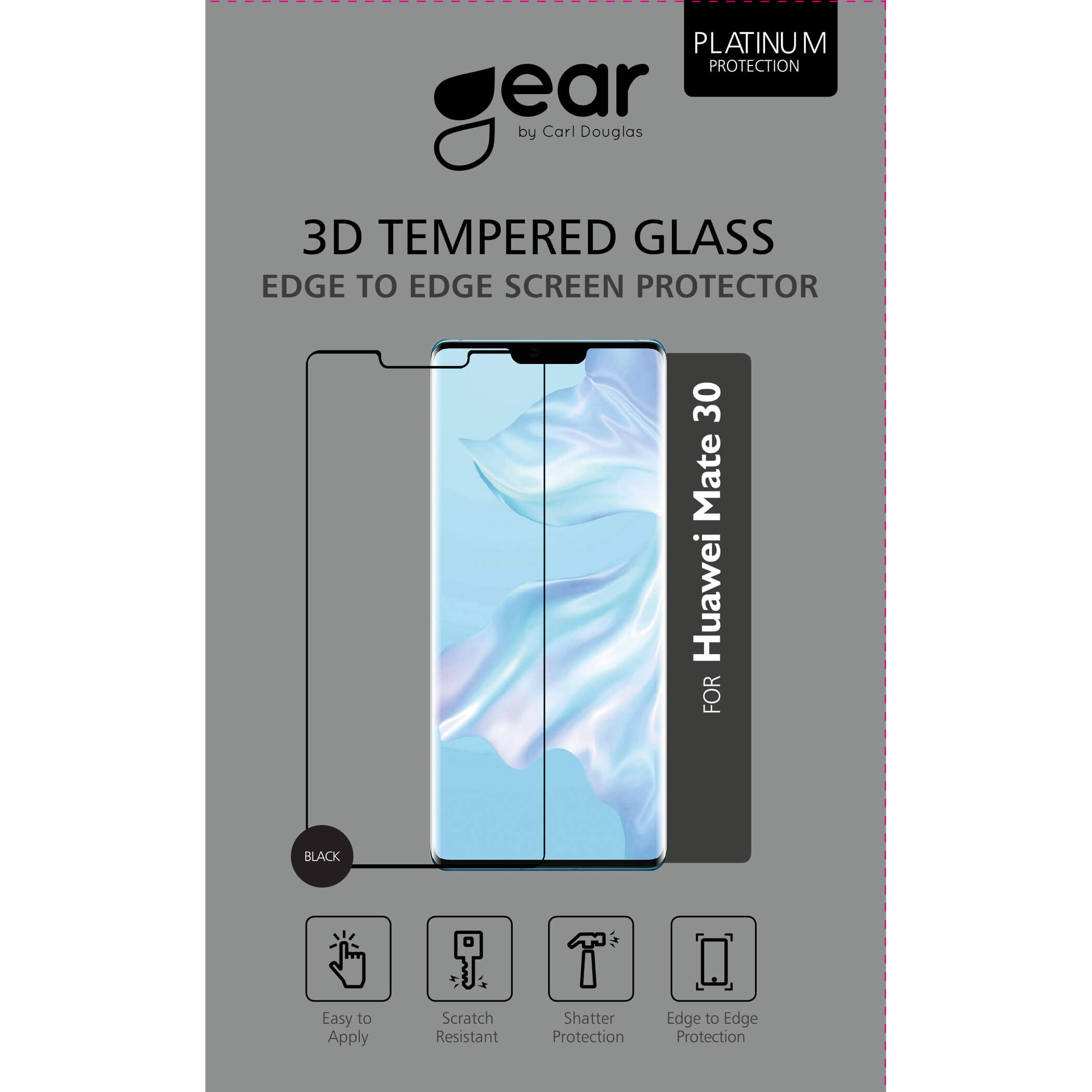 Glass Prot. 3D Full Cover Black Huawei Mate 30