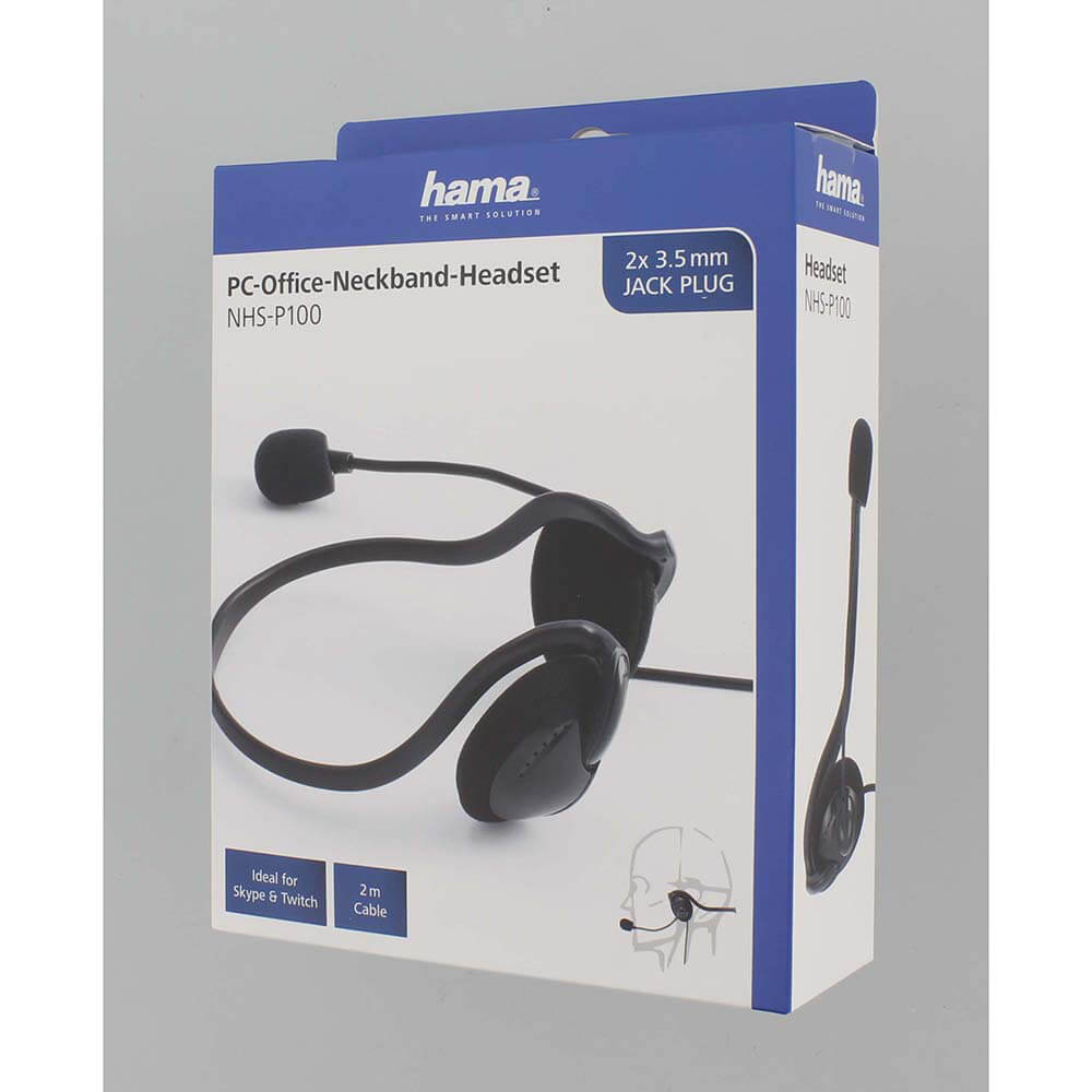 PC Office Headset NHS-P100 Stereo Neckband Black - Tura Scandinavia