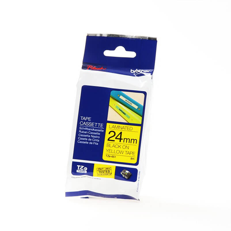 Tape TZE-651 24mm Black on Yellow