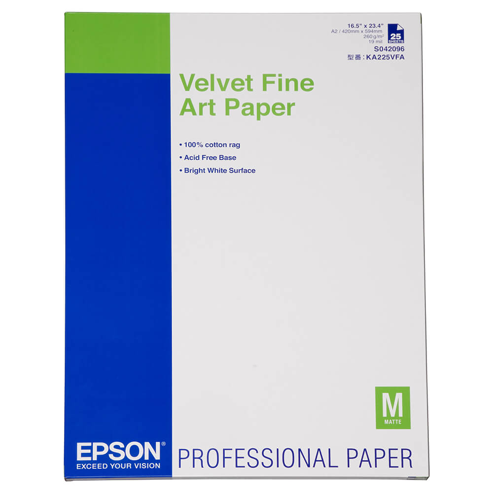 EPSON A2 Velvet Fine Art Paper 260g, 25 sheets