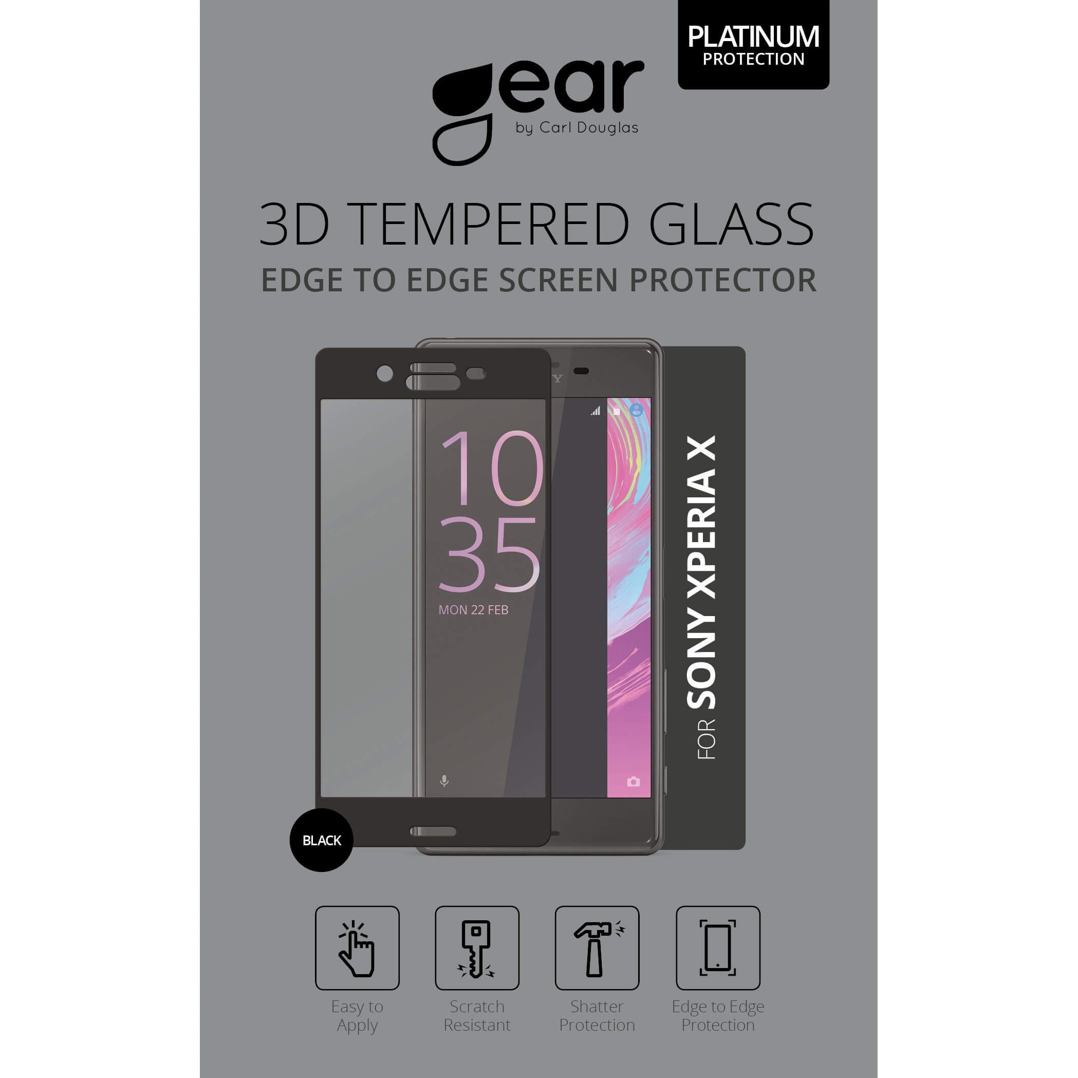 Glass Prot. Asahi 5" Xperia X Full Fit Black