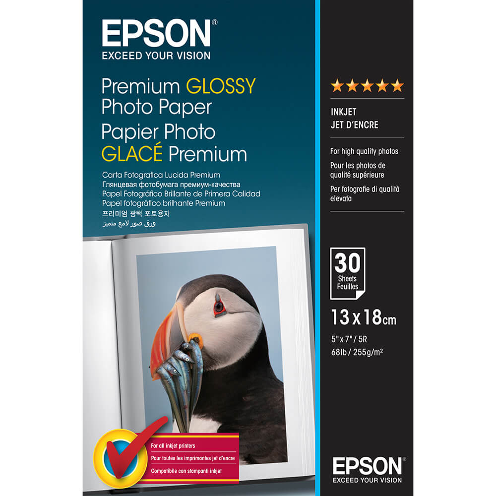EPSON 13x18cm Premium Glossy  Photo Paper 255gr 30 sheets