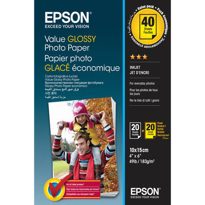 10x15 Value Glossy Photo Paper 10x15cm - 2x 20 Sheets