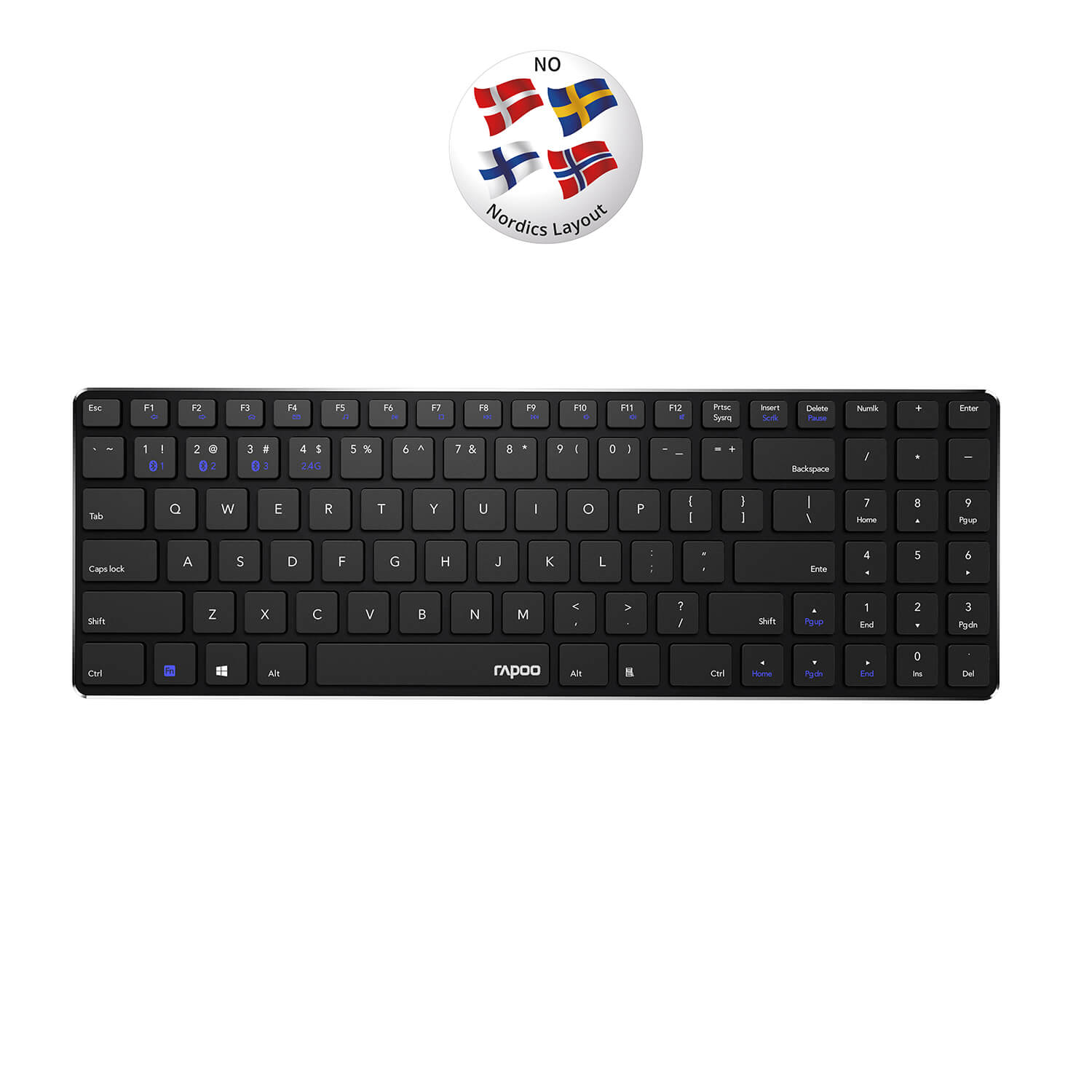 RAPOO Keyboard E9100M Wireless Multi-Mode Black