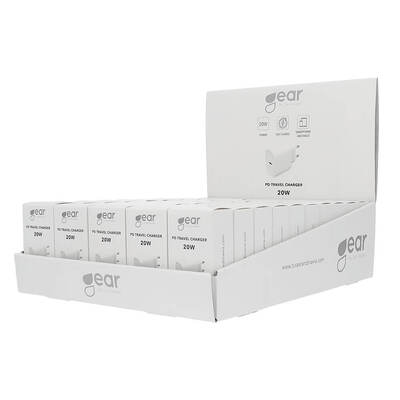 Laddare 220V 1xUSB-C PD 20W Vit Bulk 50st 