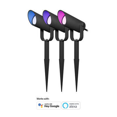 HOMBLI Outdoor Smart Spot  Light 3-pack RGB CCT Black