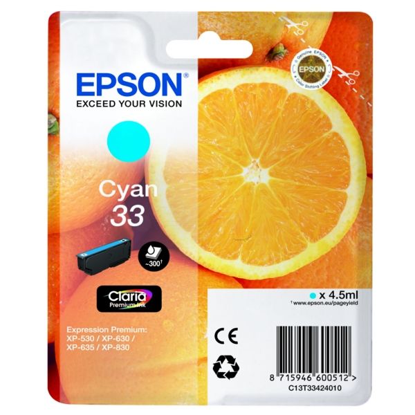 EPSON Ink C13T33424012 33 Cyan Oranges