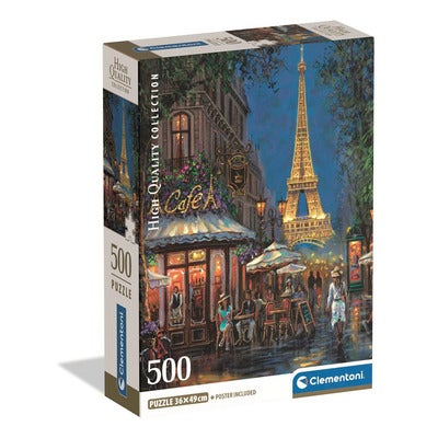 Puslespill 500 Pcs CB High Quality Collection Night of the Eiffel Café