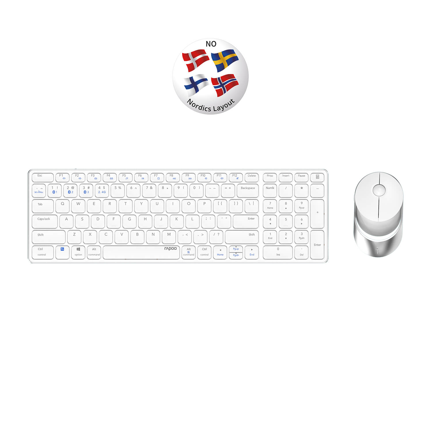 Keyboard/Mice Set 9750M Multi-Mode Wireless White