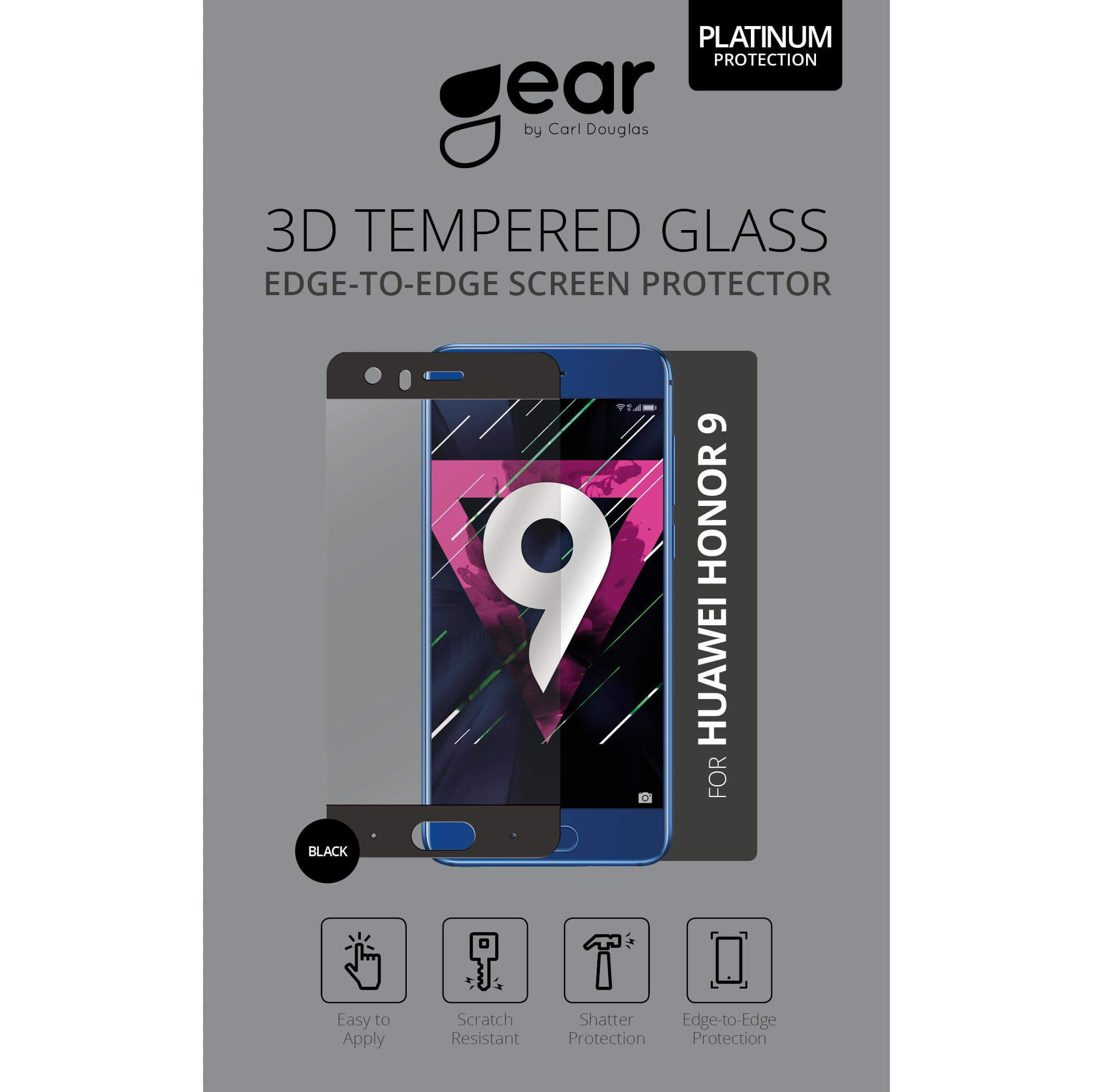 Glass Prot. 3D Huawei Honor 9 Edge to Edge Black