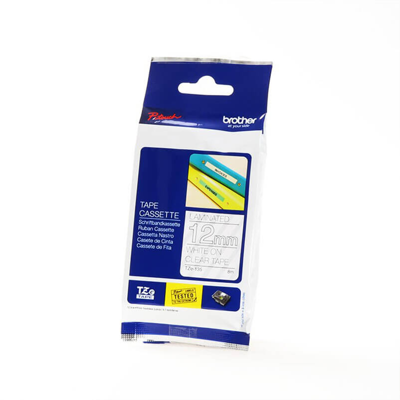 Tape TZE-135 12mm White on Clear