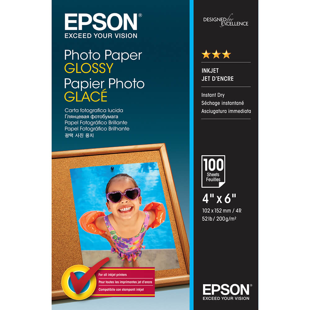 EPSON 10x15cm Photo Paper Glossy 200g/m², 100 sheets