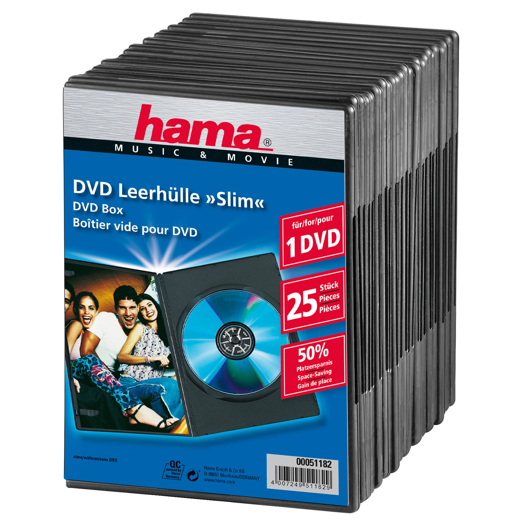 HAMA DVD-Box Slim Svart 25-pack