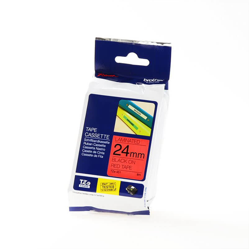 P-Touch TZE-451 24mm Musta päälle Punainen