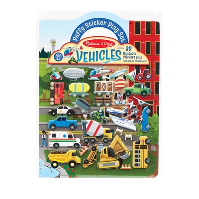Reusable Puffy Stickers Playset Vehicles