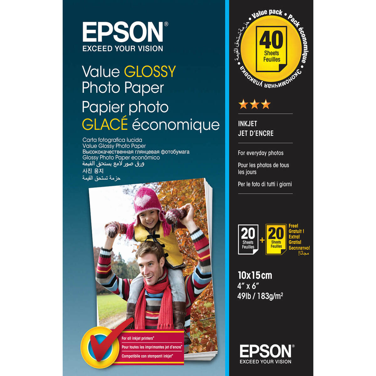 10x15 Value Glossy Photo Paper 10x15cm - 2x 20 Sheets