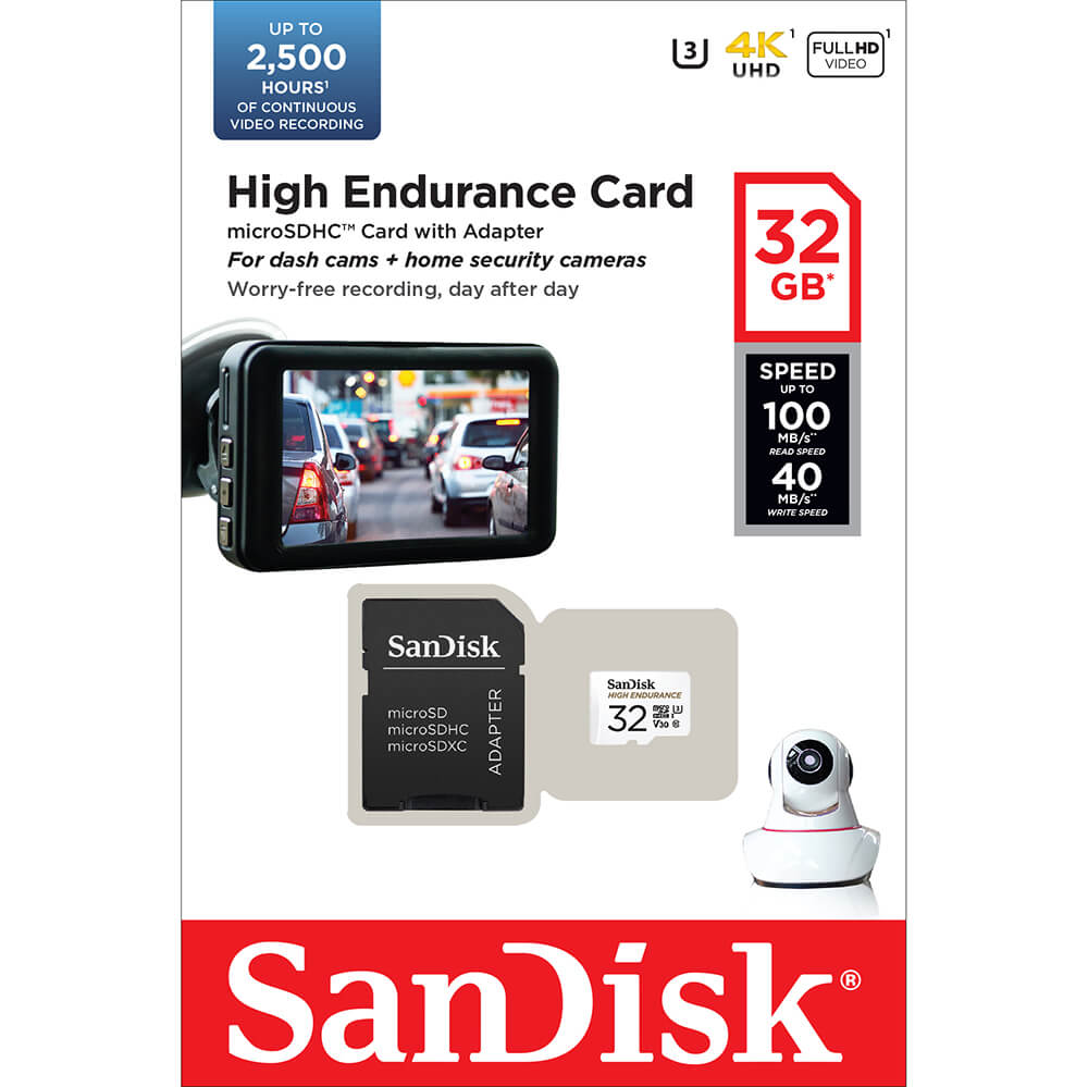 SANDISK MicroSDHC 32GB High Endurance med adapter