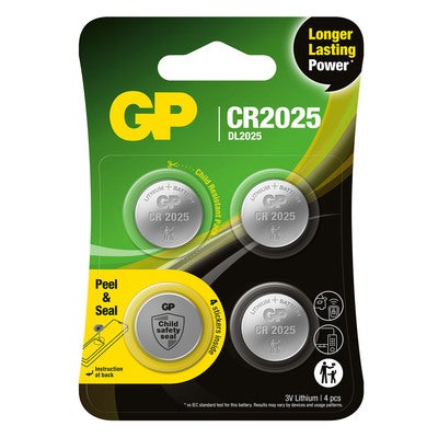 Coin Cell Lithium CR2025 4-Pack