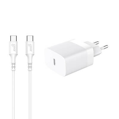 GEAR Charger 220V 1xUSB-C White PD/PPS 30W +1m Cable USB-C to USB-C