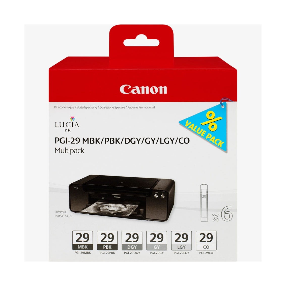 Ink 4868B018 PGI-29 MBK/PBK/DGY/GY/LGY/CO
