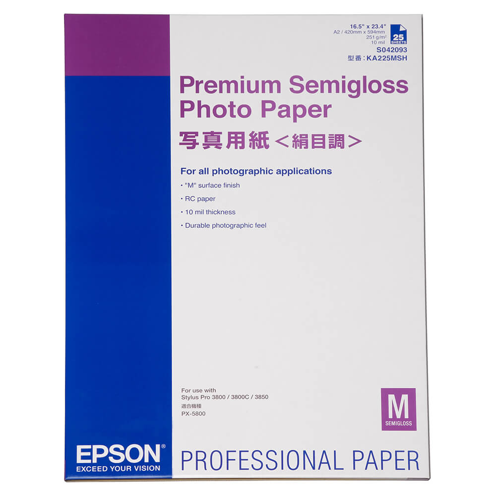 EPSON A2 Premium Semigloss  Photo Paper 250g, 25 sheets
