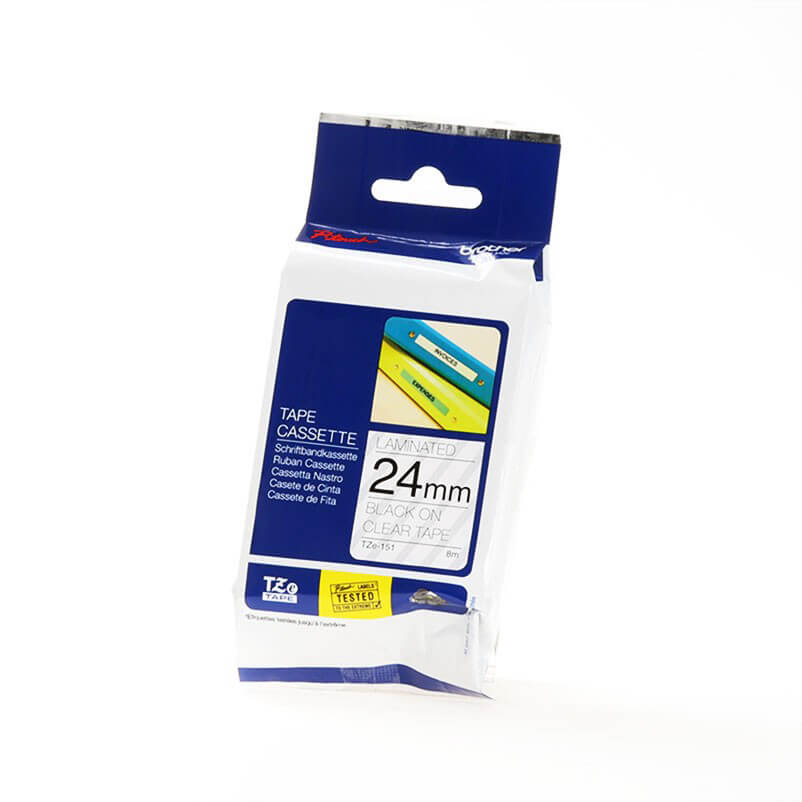 Tape TZE-151 24mm Black on Clear
