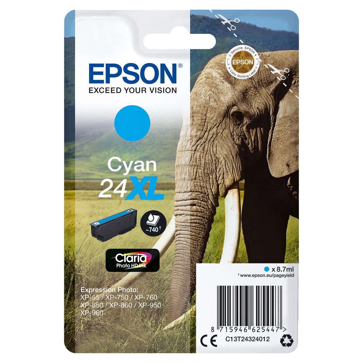 Ink C13T24324012 24XL Cyan, Elephant