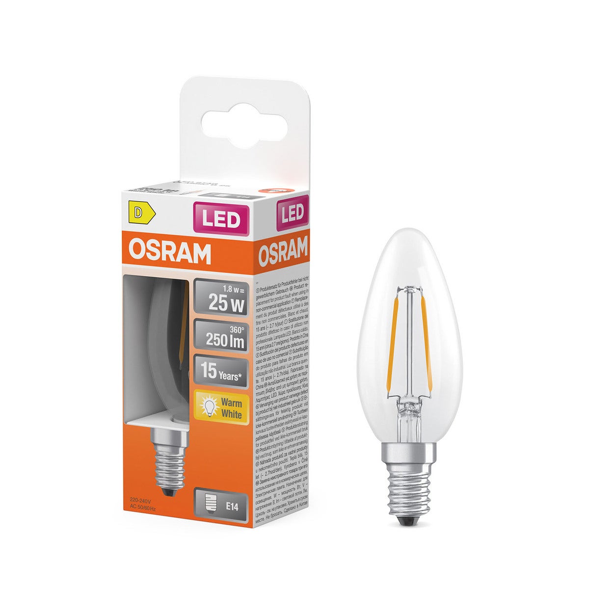 Belysning LED Retrofit Classic B 1,8W 827 Clear E14