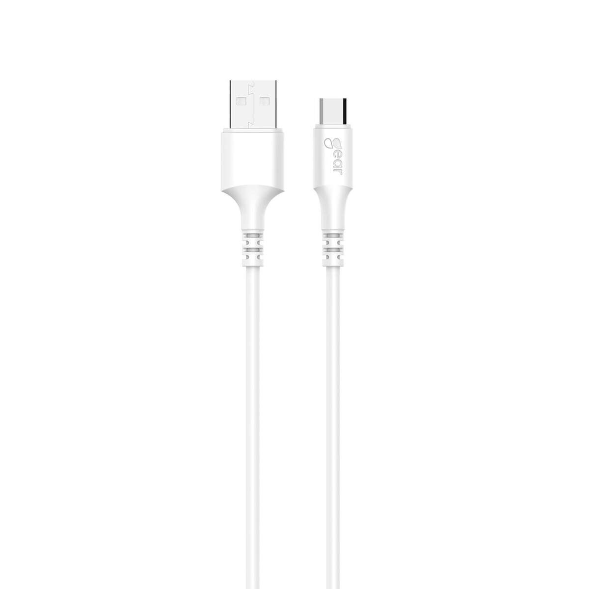 Rund Laddkabel MicroUSB till USB-A 1m Vit 
