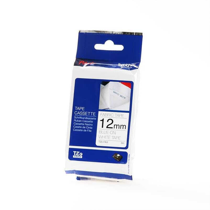 P-Touch TZE-FA3 12mm Sininen päälle Valkoinen