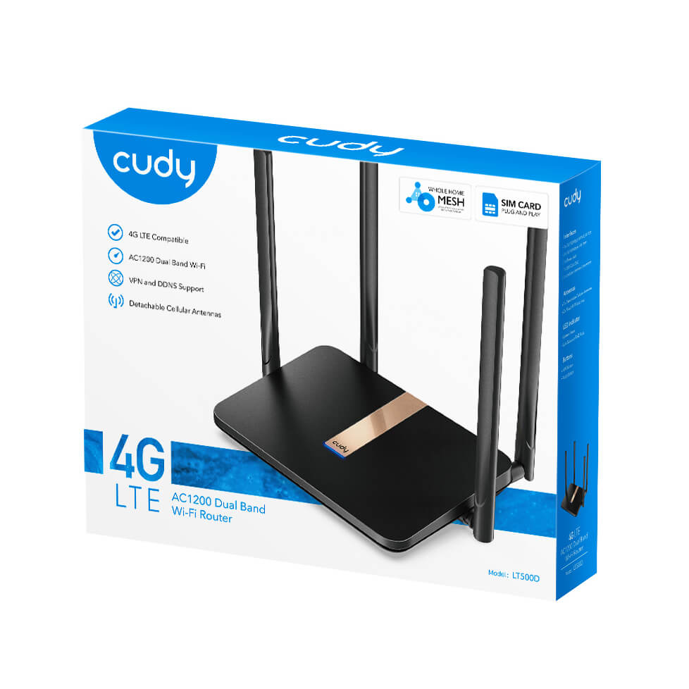 Router CUDY LT500D AC1200 4G LTE Dual Band – Sbloccato, 4 Porte LAN, WiFi Veloce, Nuovo