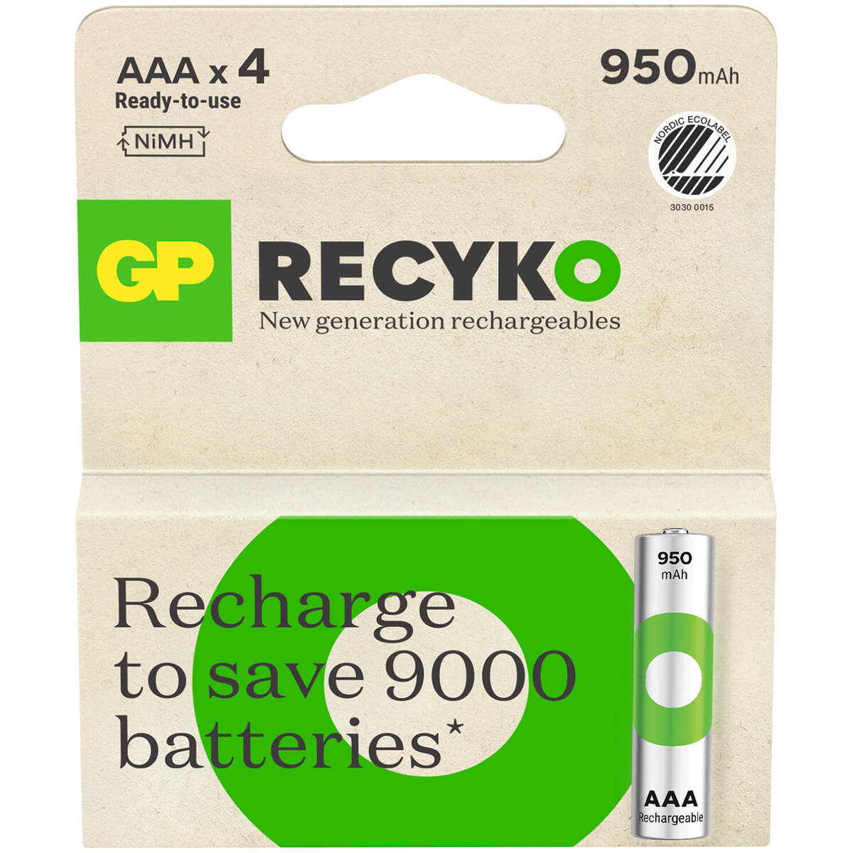 Battery Recyko NiMH AAA HR03 950mAh 4-Pack