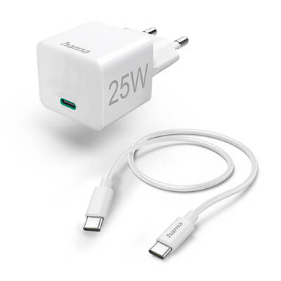 Charger USB-C with USB-C Cable PD 25W 1,5m Cable White