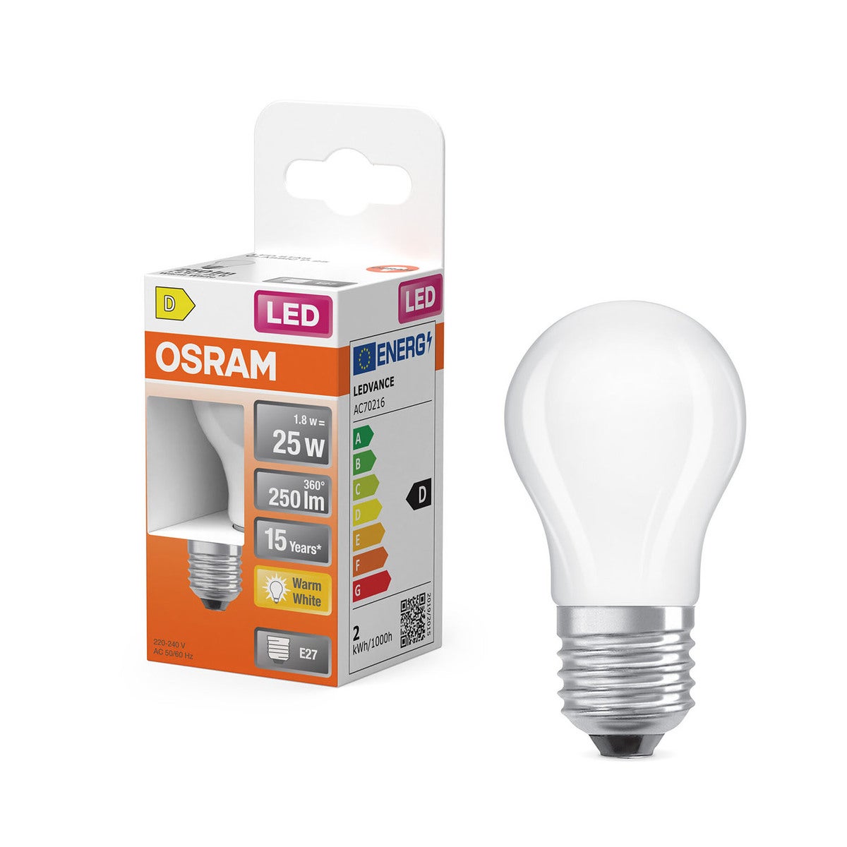 Belysning LED Retrofit Classic P 1,8W 827 Frosted E27