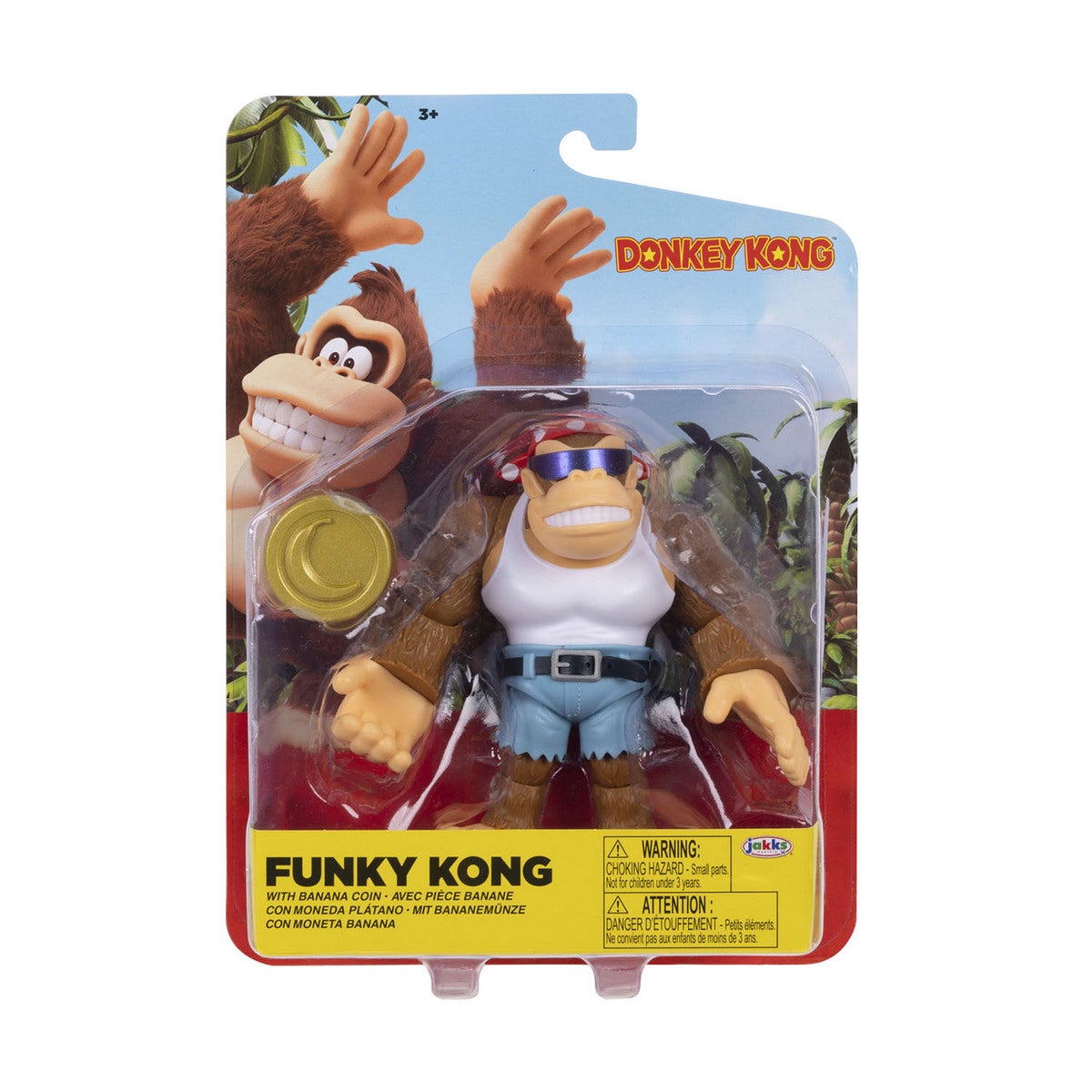 NTND Donkey Kong 4in Figure Funky Kong w/ Banana Coin