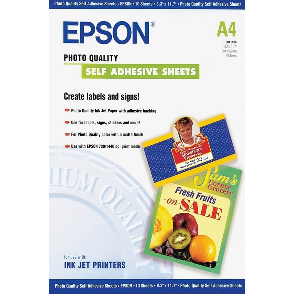 EPSON A4 Photo Quality Self Adhesive  Sheets (10 sheets)