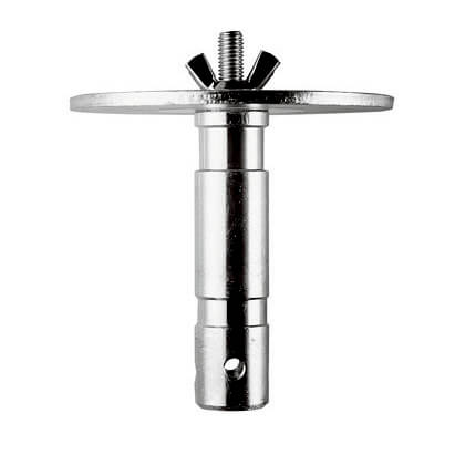 Adapter 163-38, 28mm stud wit h disc + 3 / 8'', silver