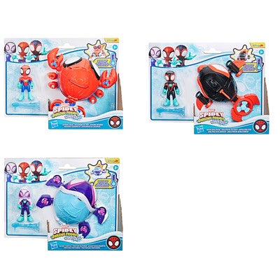 Spidey And His Amazing Friends Waterwebs Spin Dolphin, 3 Inch Toy Submarine & Action Figure (Assorted)