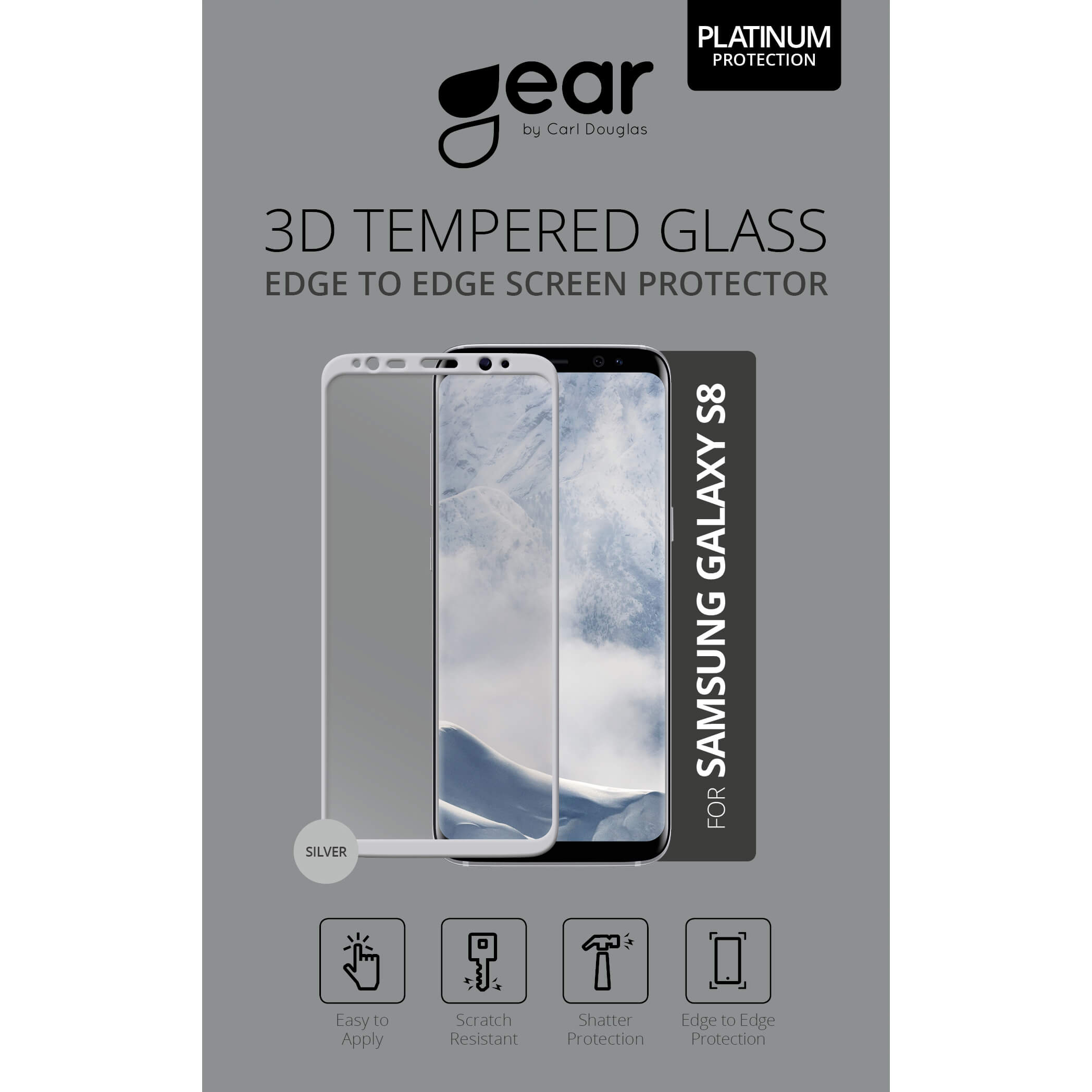Glass Prot. Asahi Samsung S8 5,8" Full Fit Silver