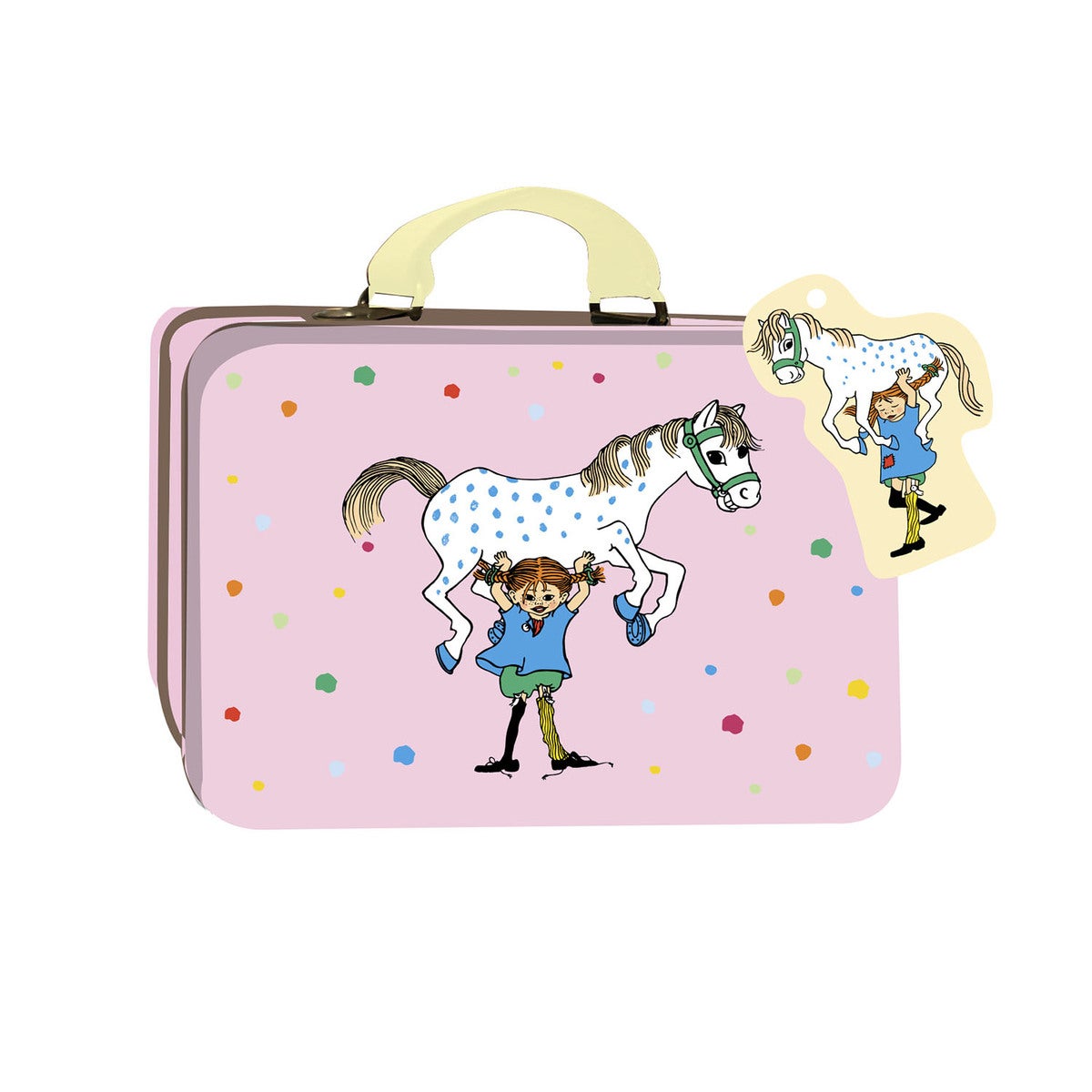 Matkalaukku Peppi Pitkätossu - Small Tin Suitcase Vaaleanpunainen